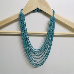 8 Strand Turquoise (Natural Teal) beaded necklace